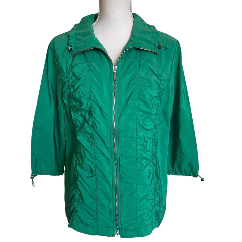 Chico's Zenergy Jacket Women's Size 2 Large 12/14 Green Zip Front Activewear